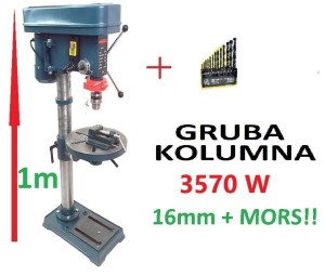 WIERTARKA STOŁOWA 3570W duża 1m uchwyt 16mm + WIERTŁA